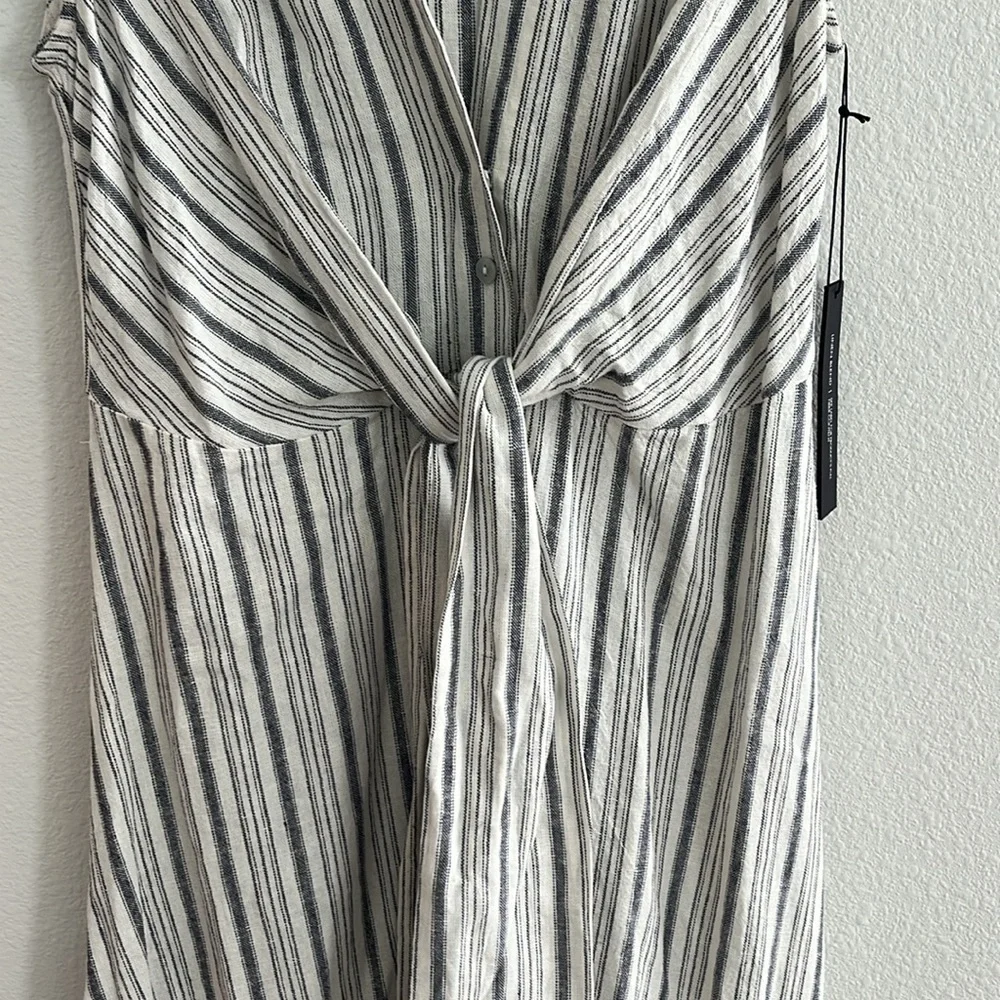 Tahari Linen Stripe Midi Dress Size XS NWT